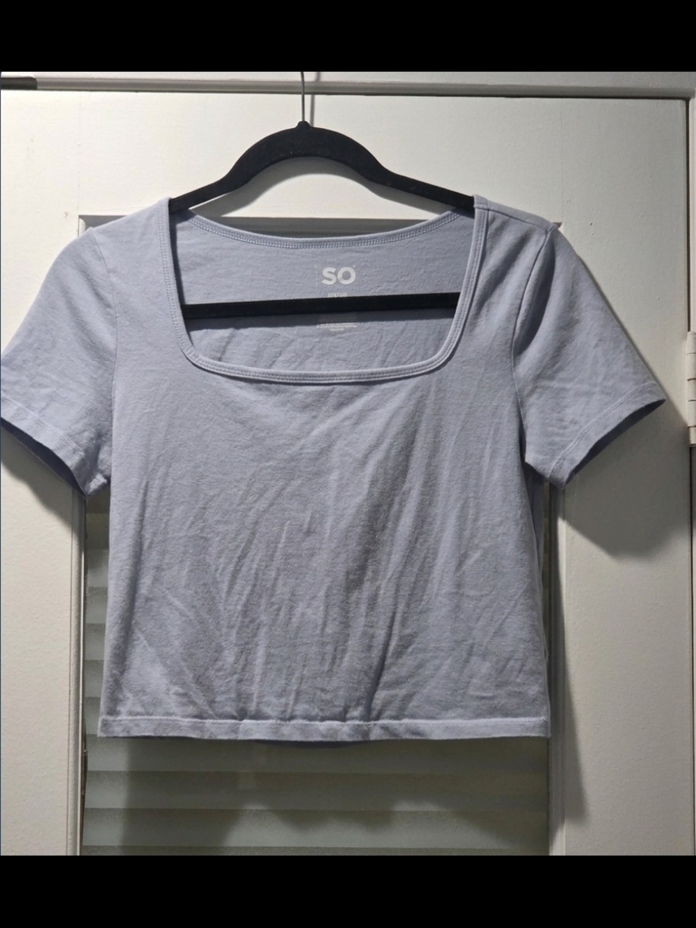 SO Women's Light Blue Square Neck Crop Top